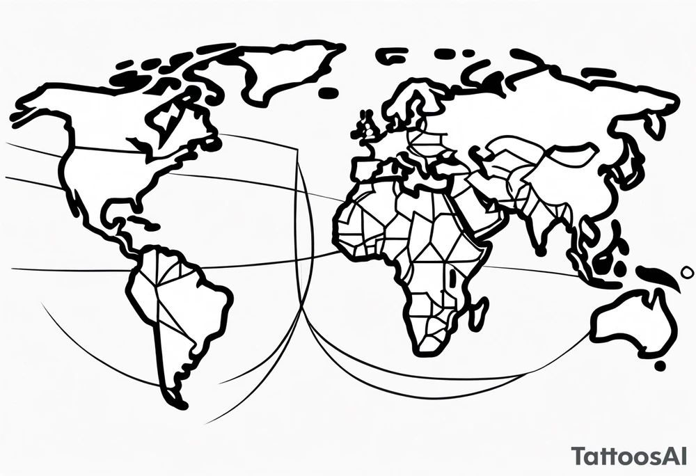 globe single line tattoo idea