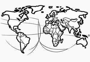 globe single line tattoo idea