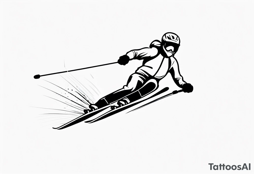 Skier in motion, single line tattoo idea