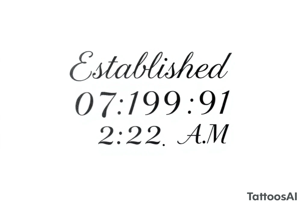 Established 07.19.91  2:22 A.M tattoo idea