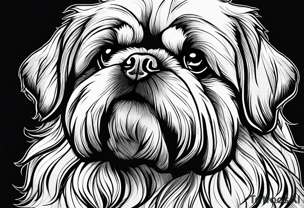 The contour of the face of a pekingese with shih tzu mixed race god. Nothing besides the face. tattoo idea