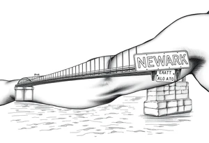 A bridge over water with two cities on the side. The city signs on the side of the bridge. East Palo Alto on the left and Newark on the right tattoo idea