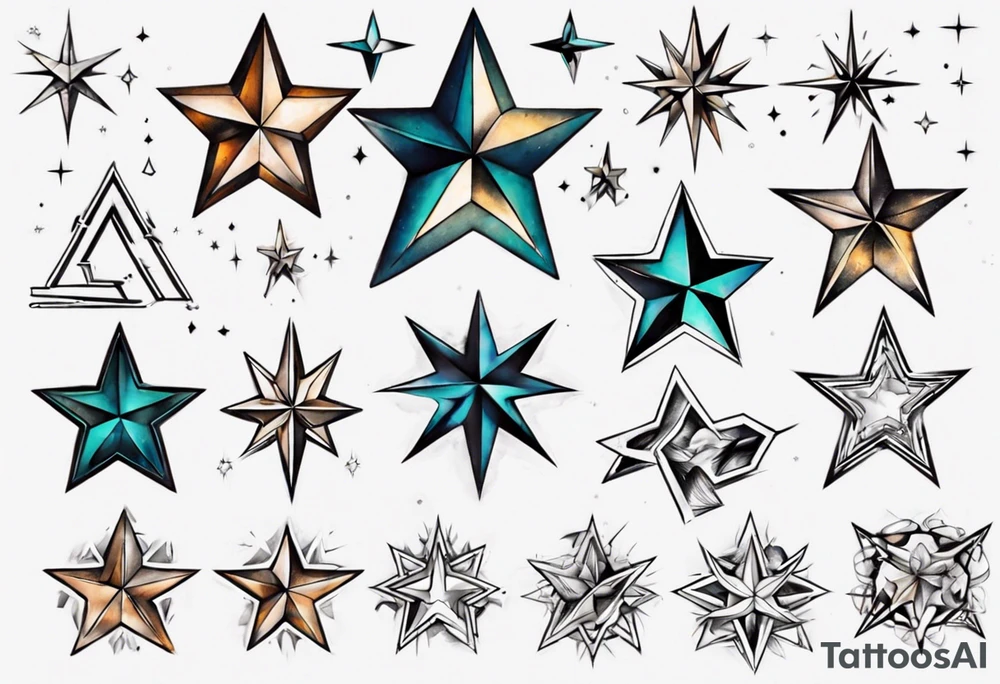 Collection of stars for next to someone's ear tattoo idea
