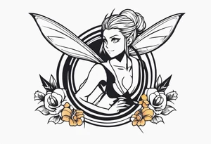 A fairy with a tail that is the fairy in the Fairy Tail anime guild logo in the same position tattoo idea