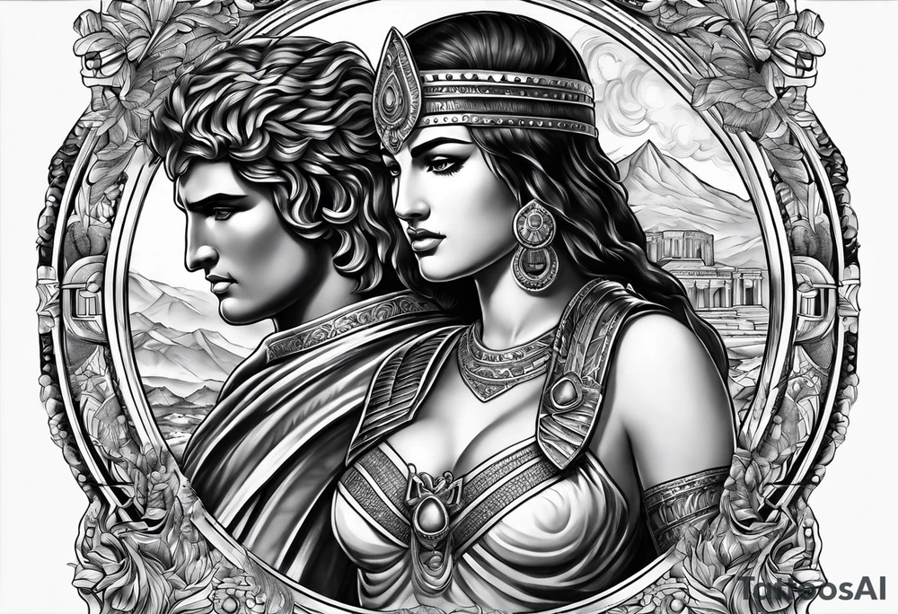 Alexander the Great & Cleopatra back to back tattoo idea Alexander the Great & Cleopatra back to back tattoo idea