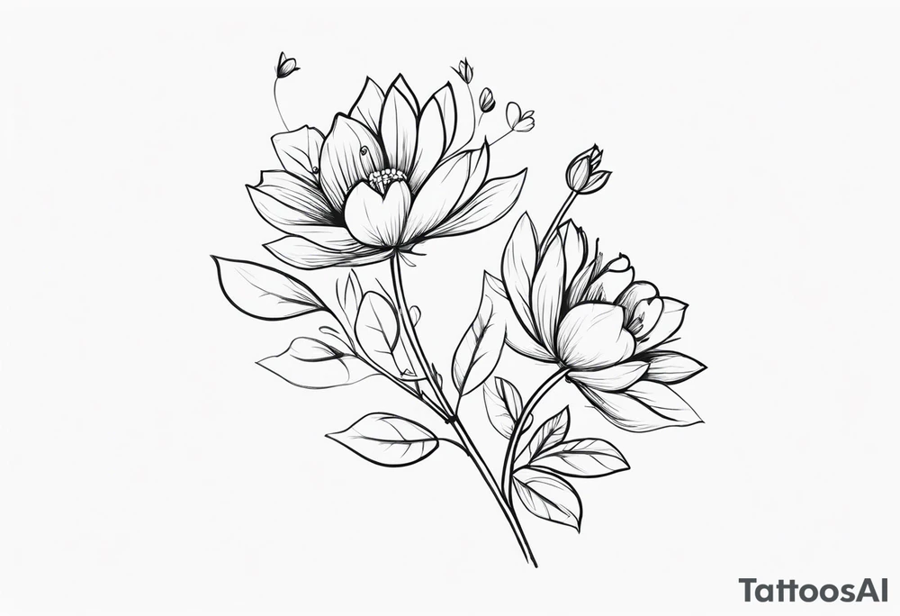 fine line, small flowers, shoulder tattoo idea