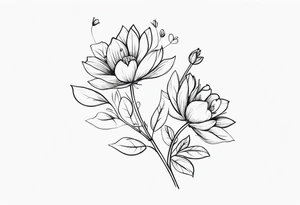 fine line, small flowers, shoulder tattoo idea