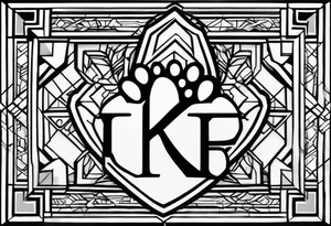 A dog paw with the letters K, F, K, A in each dog paw tattoo idea