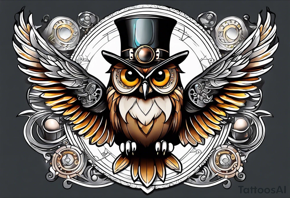 Steampunk owl tattoo idea