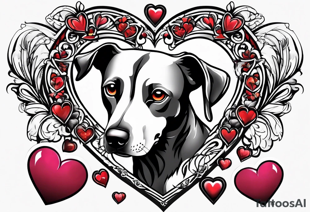 Hearts with NCJB and dog paws tattoo idea