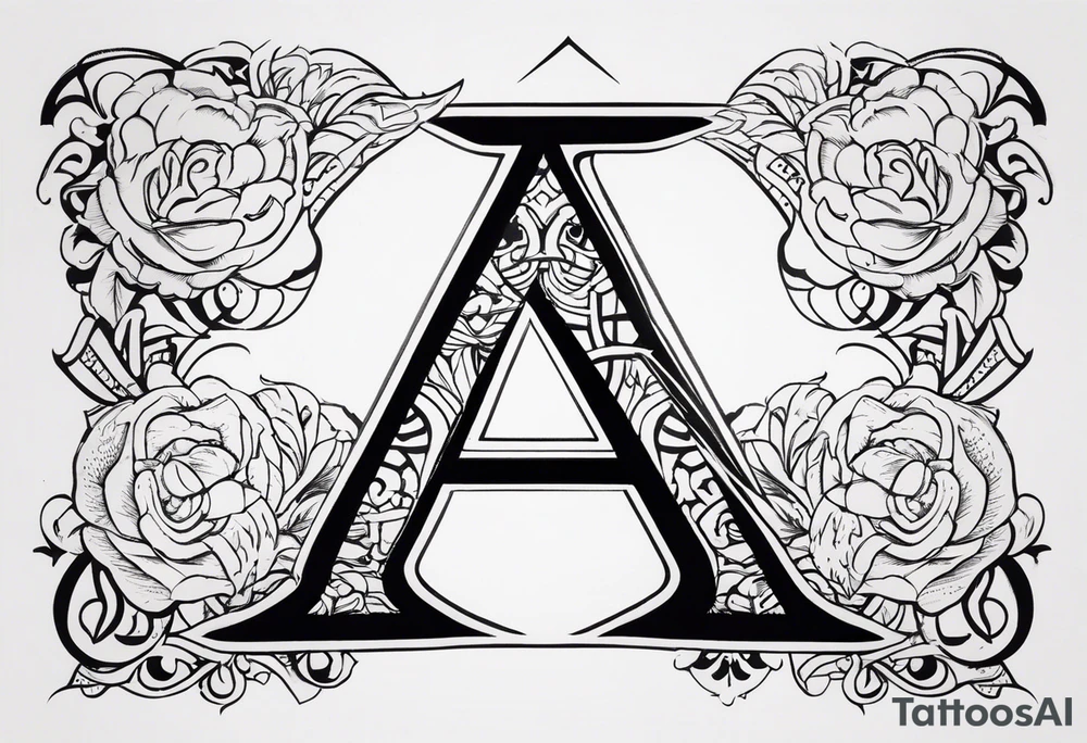 the letters A R in the middle of a ninja headband tattoo idea