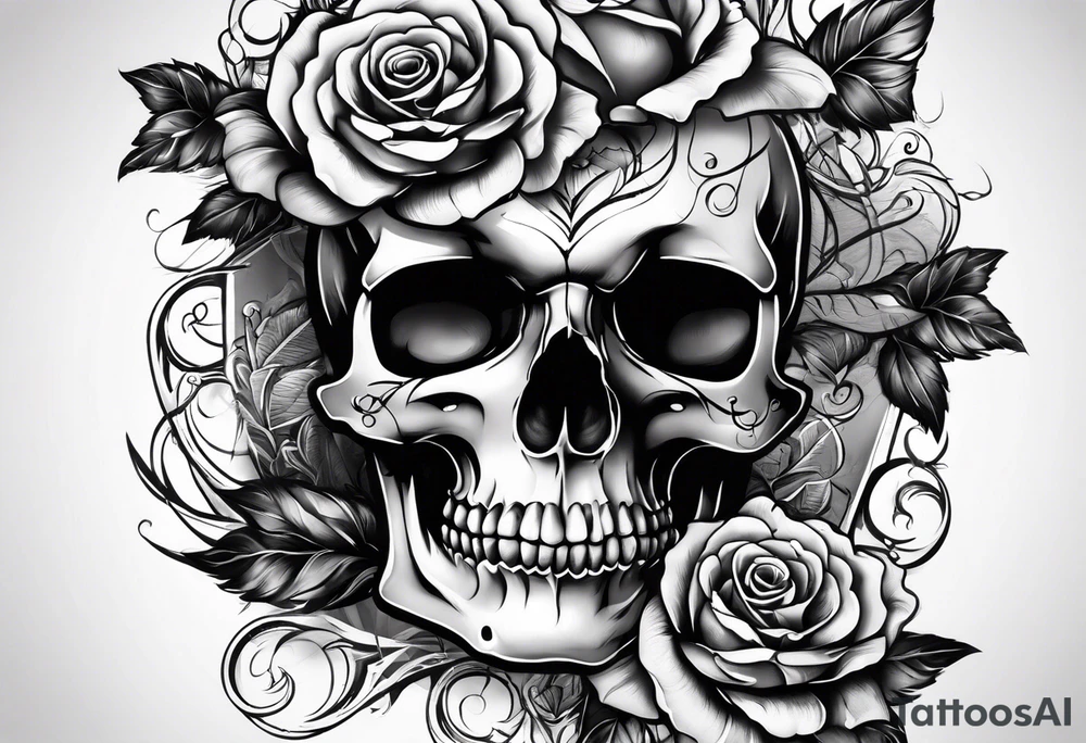 Skull with rose tattoo idea