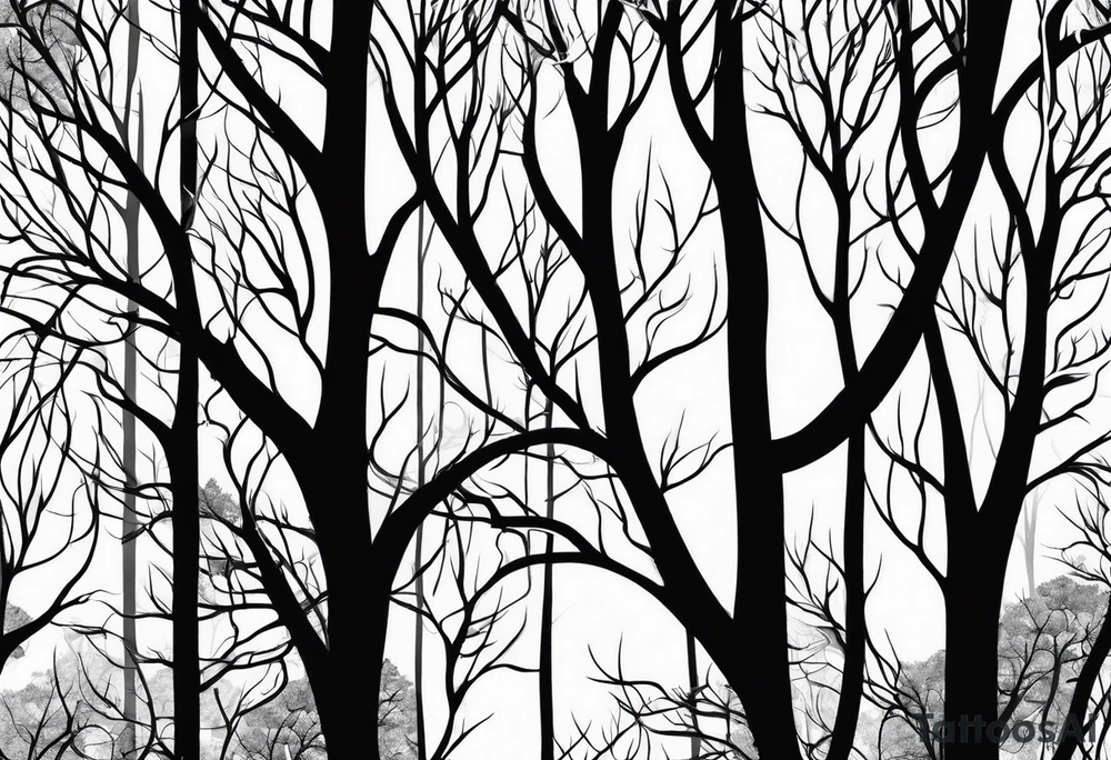 trees on fire tattoo idea