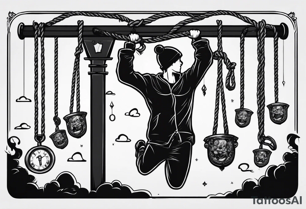a person hanging from a noose tattoo idea
