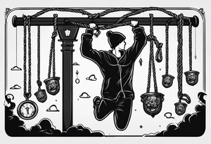 a person hanging from a noose tattoo idea