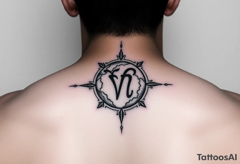 capricorn symbol, virgo symbol, earth, love tattoo idea
