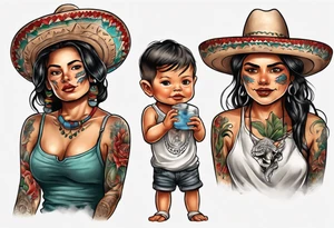 mexican
water-bearing woman and two little boys, tattoo idea