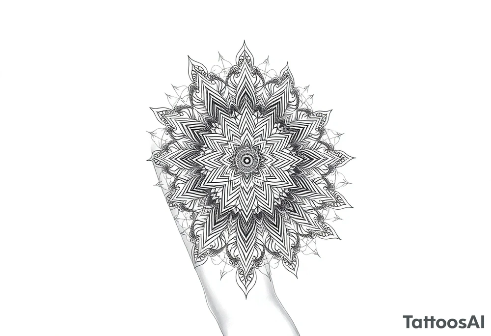 intricate mandala with sacred geometry and cosmic elements tattoo idea