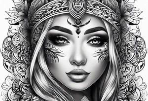 bold feminine sleeve tattoo idea