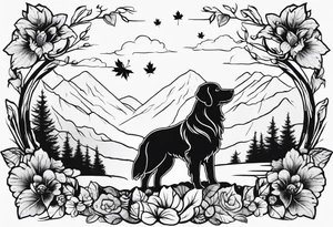 maple leaf, golden retriever tattoo idea
