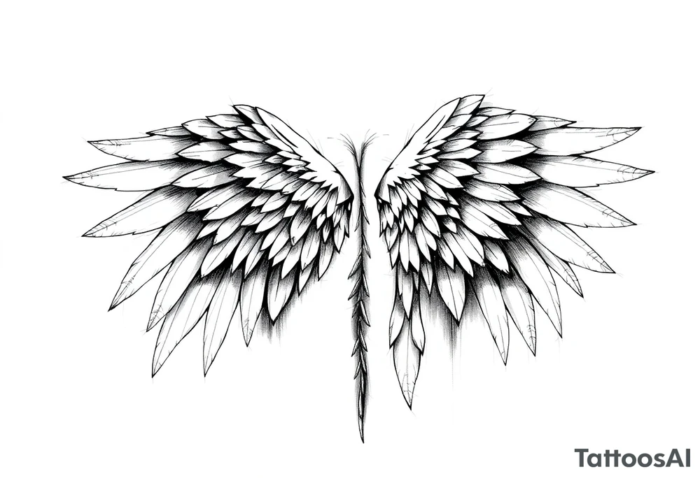 Realistic angelwings on a back tattoo idea