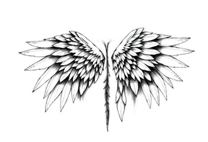 Realistic angelwings on a back tattoo idea