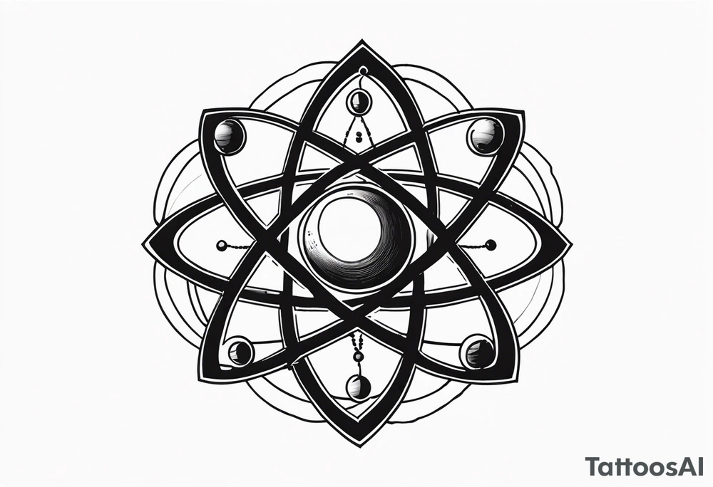 atom with quantum electron cloud tattoo idea