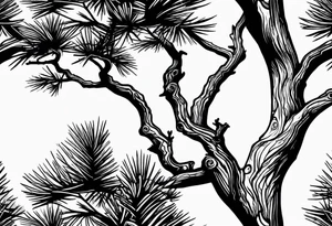 pine tree with bare branches tattoo idea