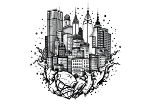 city under water theme tattoo idea