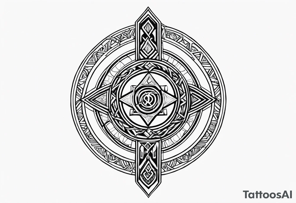 vertical rune tattoo with 4-5 symbols tattoo idea