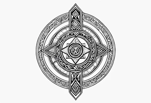 vertical rune tattoo with 4-5 symbols tattoo idea