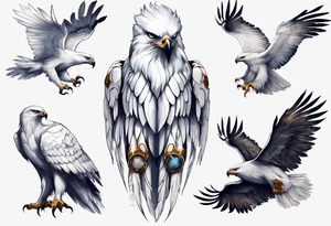 A spirit guide in the form of a white hawk tattoo idea