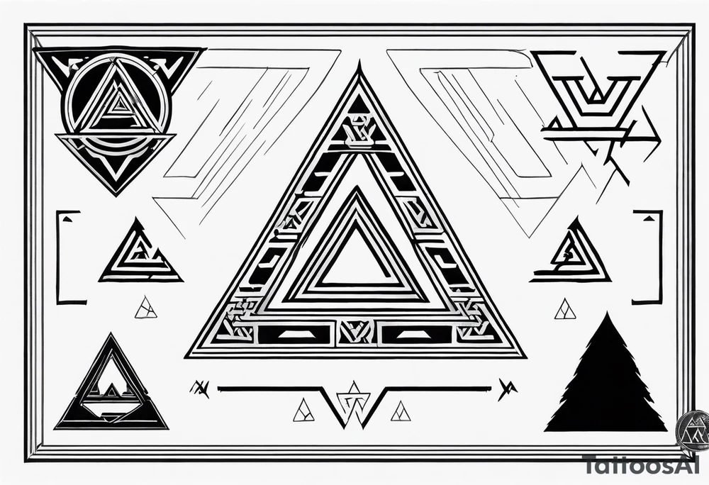 The valknut symbol and a wolf. tattoo idea