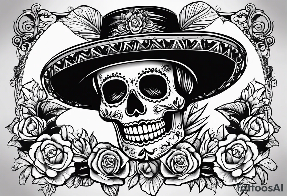 Mexico day of dead , rectangle tattoo idea