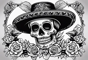 Mexico day of dead , rectangle tattoo idea