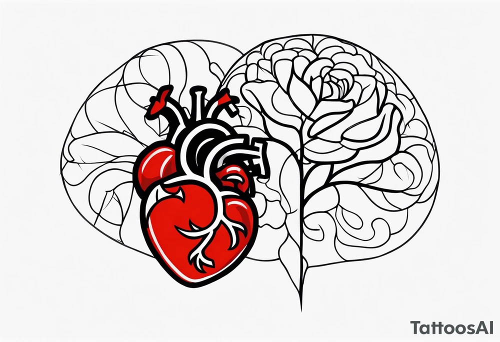 human heart to brain connection tattoo idea