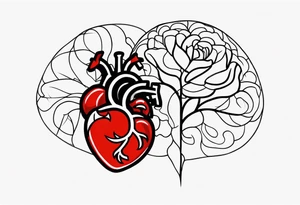 human heart to brain connection tattoo idea