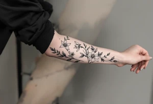 sleeve of holly and daffodils tattoo idea