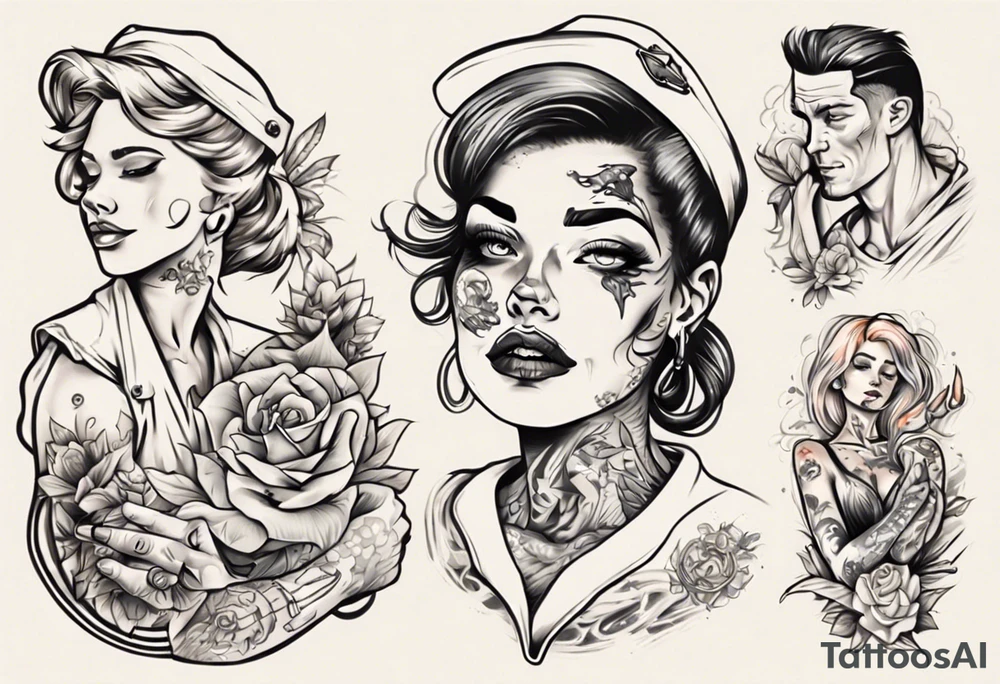 woman giving man a tattoo tattoo idea