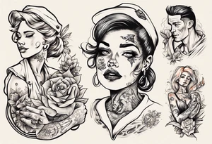 woman giving man a tattoo tattoo idea
