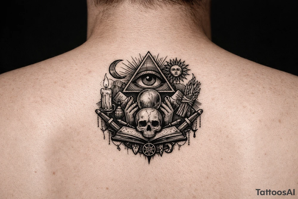Esotericism and Mysticism under breast tattoo tarot tattoo idea