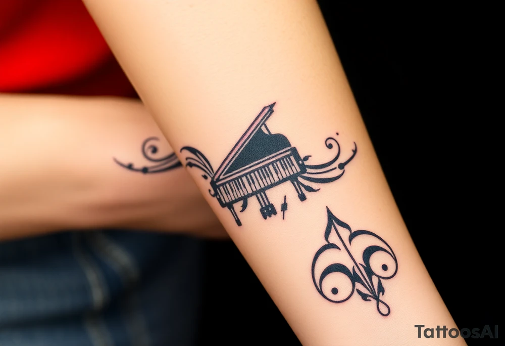 grand piano under the stars swirl treble bass cref tattoo idea