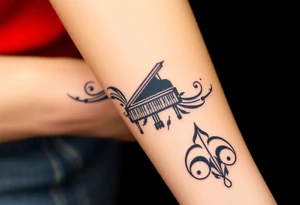 grand piano under the stars swirl treble bass cref tattoo idea