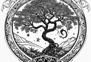 Scorpion star sign with tree of life tattoo idea