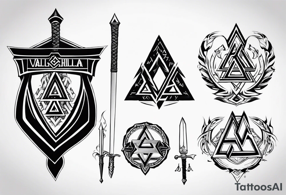 Valhalla shield valknut sword tattoo idea
