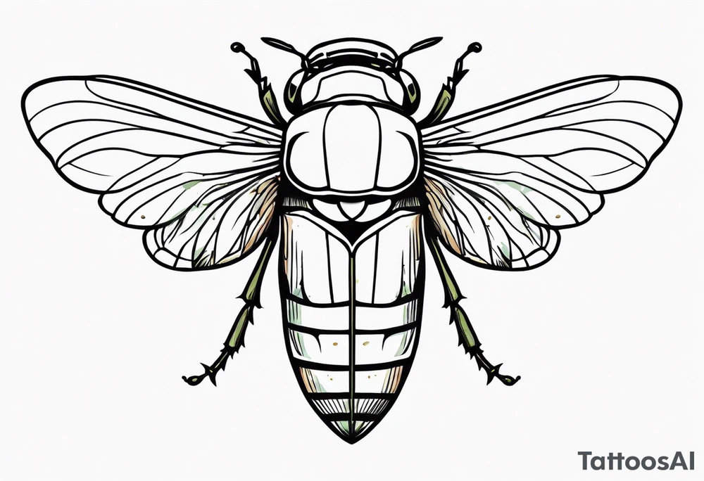 cicada with closed wings tattoo idea