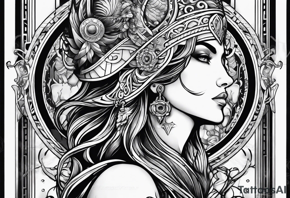 gift of life,  greek god woman tattoo idea