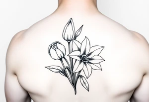 tulips, lily and daffodil clustered together tattoo idea