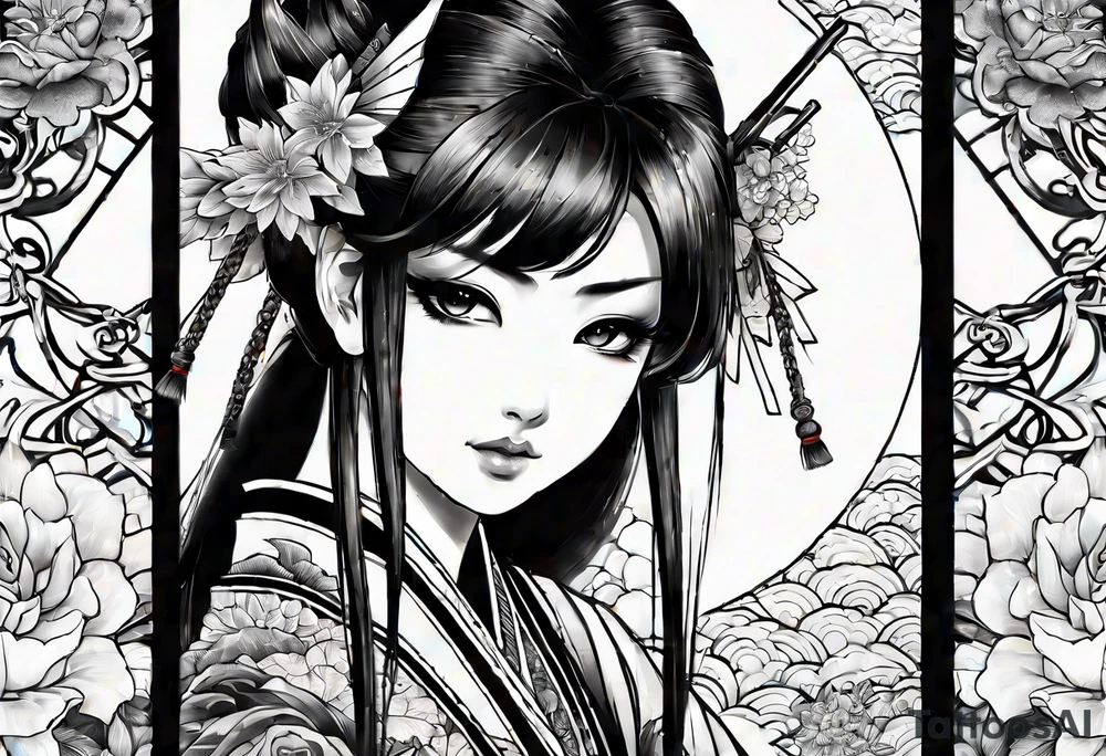 Japanese tattoo with samurai tattoo idea
