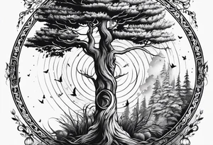tree-like dagger tattoo idea